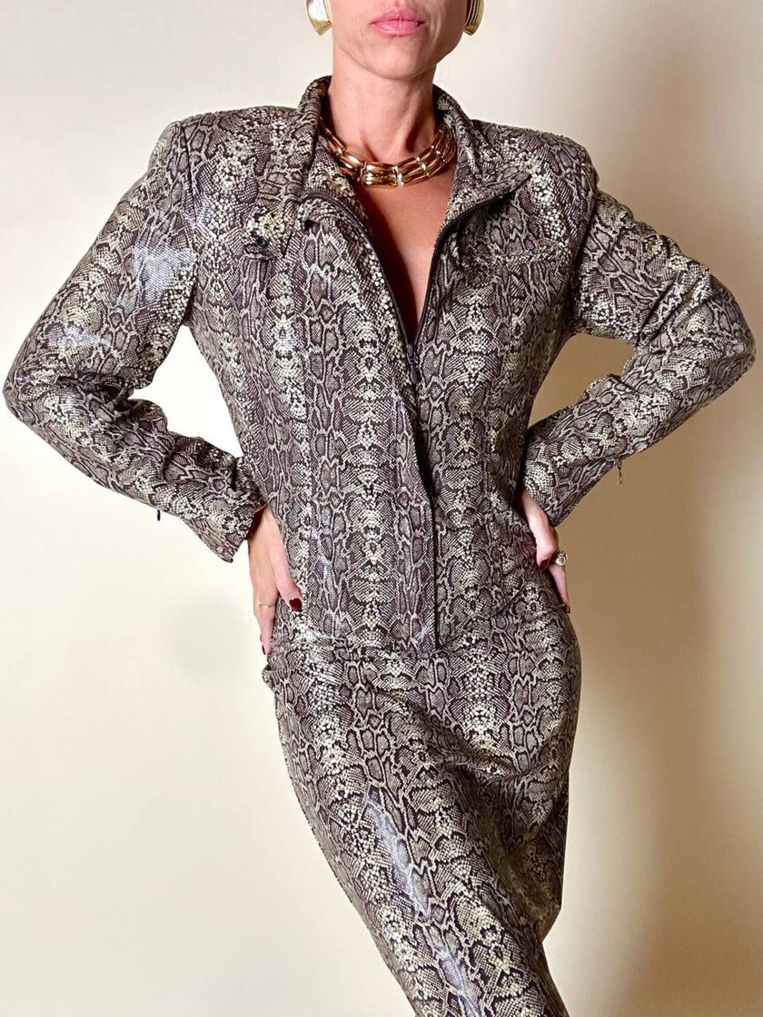Ensemble Yvan & Marzia in tessuto stretch fantasia pitone