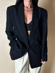 Blazer vintage oversize in rasato di lana nero Dani-Clear