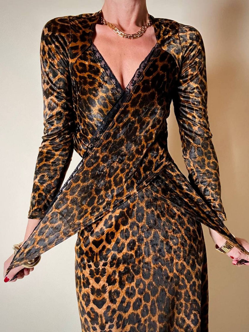 Gonna lunga con top in coordinato in velluto animalier “Roman’s”