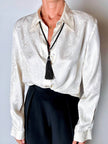 Collana vintage Spicchi di Mare con perle sfaccettate di Jet e nappa couture