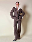 Tailleur giacca/pantalone in lana marrone chiaro “Prestige”