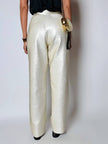 Vintage cream sequin-embroidered palazzo pants