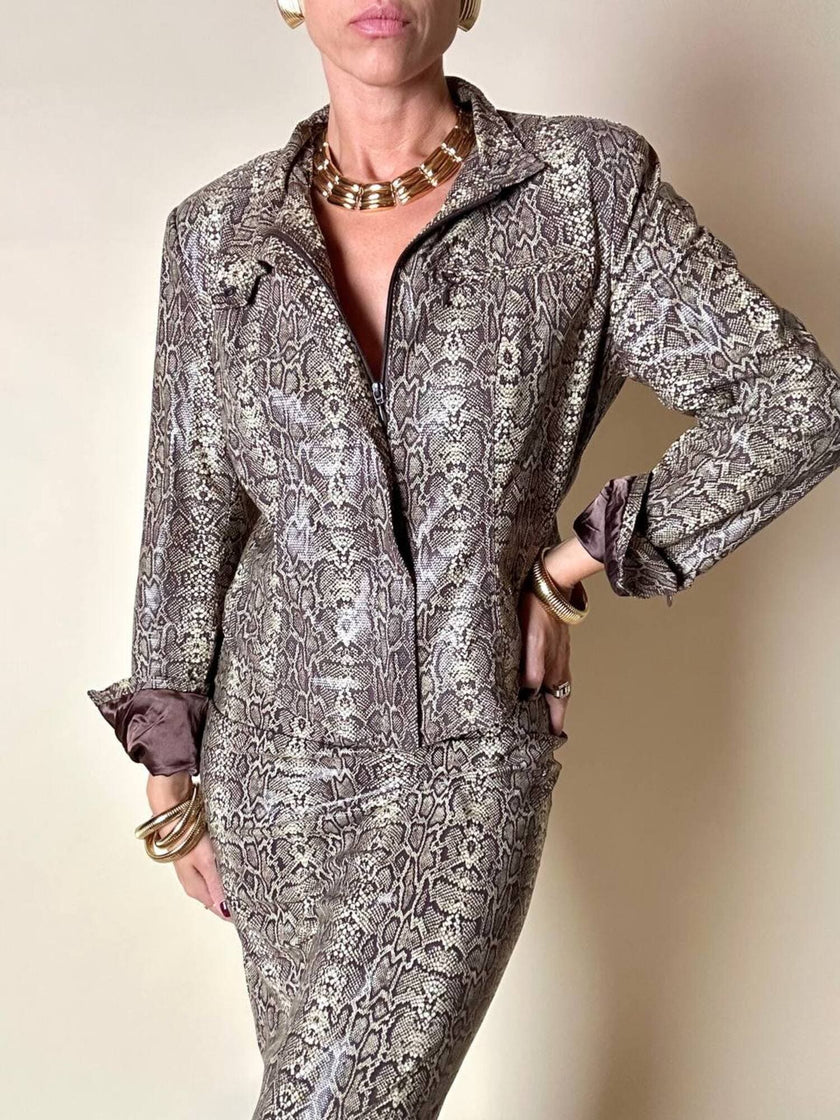 Ensemble Yvan & Marzia in tessuto stretch fantasia pitone
