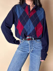 Cintura vintage Yves Saint Laurent double face blu navy e bordeaux con fibbia smaltata con logo YSL
