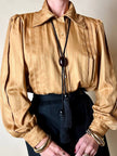 Camicia in tessuto jacquard caramello con loghi “Yves Saint Laurent”