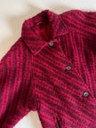 Cappottino in lana e mohair con fantasia a righe diagonali in due tonalità di rosso