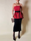 Clutch gioiello in seta nera con armatura di perline dorate “Rodo”