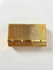 Clutch-Minaudière vintage in metallo oro satinato con dettaglio bambù