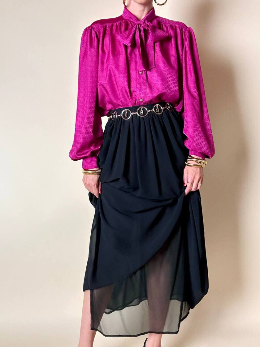 Gonna vintage Yves Saint Laurent in voile nero