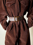 Cintura vintage Yves Saint Laurent in pelle marrone con maxi fibbia in resina