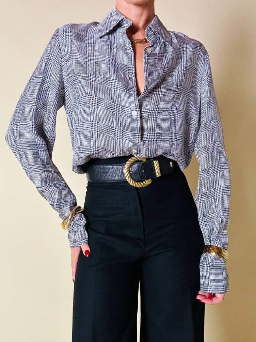 Camicia in pura seta fantasia principe di Galles “Misstwidd”