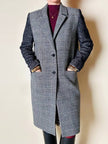 Cappotto Masscob in lana Principe di Galles con maniche spinate e finiture in pelle nera
