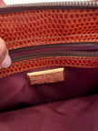 Borsa Laura Biagiotti in pelle stampa lizard color cognac con iniziali BL