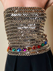 Cintura in catena dorata con strass multicolor