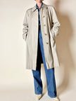 Vintage Burberry’s beige quill gabardine trench coat with matching belt and Check lining