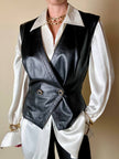 Camicia vintage in raso di seta avorio millerighe modello oversize con bottoni di madreperla