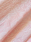 Wrap dress in raso rosa con rose bianche floccate