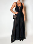 Schwarze Palazzo-Hose mit hoher Taille aus Voile