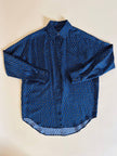 Camicia in seta Alberto Biani blu oltremare con fantasia cachemire