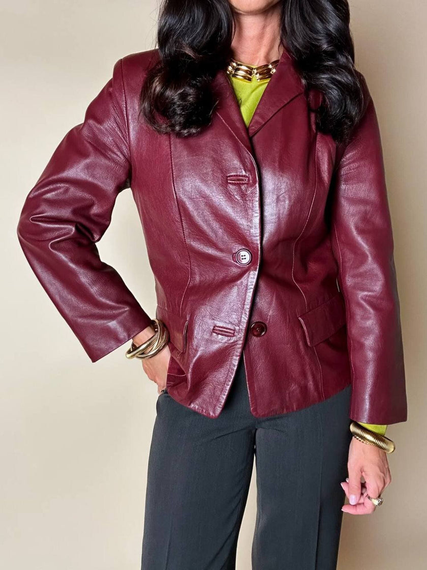 Giacca in pelle bordeaux Vera Pelle