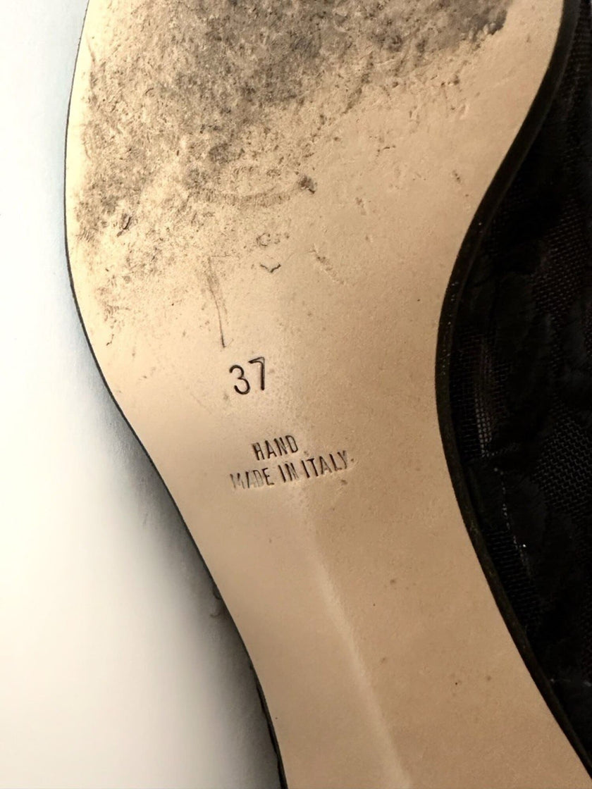 Ballerine vintage Walter Steiger in rete nera ricamata