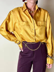 Camicia oversize in raso stropicciato color zafferano