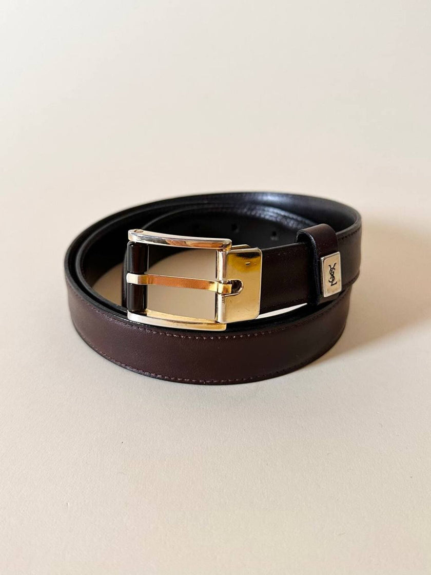 Vintage-Gürtel von Yves Saint Laurent aus dunkelbraunem Leder