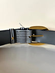 Vintage Valentino Garavani black and white striped belt with metal and resin hardware