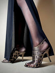 Sandali a gabbia in laminato bronzo “Yves Saint Laurent”