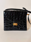 Borsa in pelle nera lucida stampa cocco “Gianfranco Ferré”