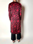 Abito Yves Saint Laurent Rive Gauche in raso con fantasia damascata rossa e nera