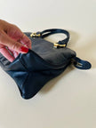 Borsa a mano in pelle blu notte