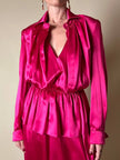 Abito longuette in raso di seta fucsia “Mulberry”