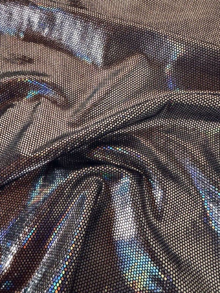 Canotta/mini dress in tessuto ologramma iridescente “Yves Saint Laurent”