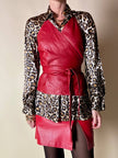 Wrap top in pelle rossa “Marina Babini”