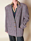 Blazer United Class Coll Colors Benetton in lana pied de poule beige e cioccolato con bottoni berlebeck