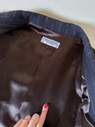 Blazer doppiopetto in rasato di lana grigio gessato con maxi bottoni neri  “Yves Saint Laurent”