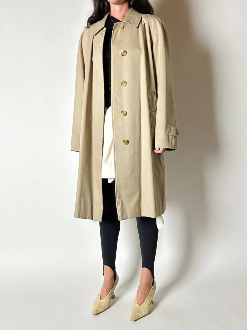 Vintage Burberry’s Trenchcoat aus beigem Gabardine mit passendem Gürtel und Check-Futter
