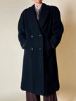 Cappotto doppiopetto oversize in lana nera