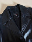 Cappotto/Robe Manteau vintage in pelle nera con spacco posteriore The Bomb