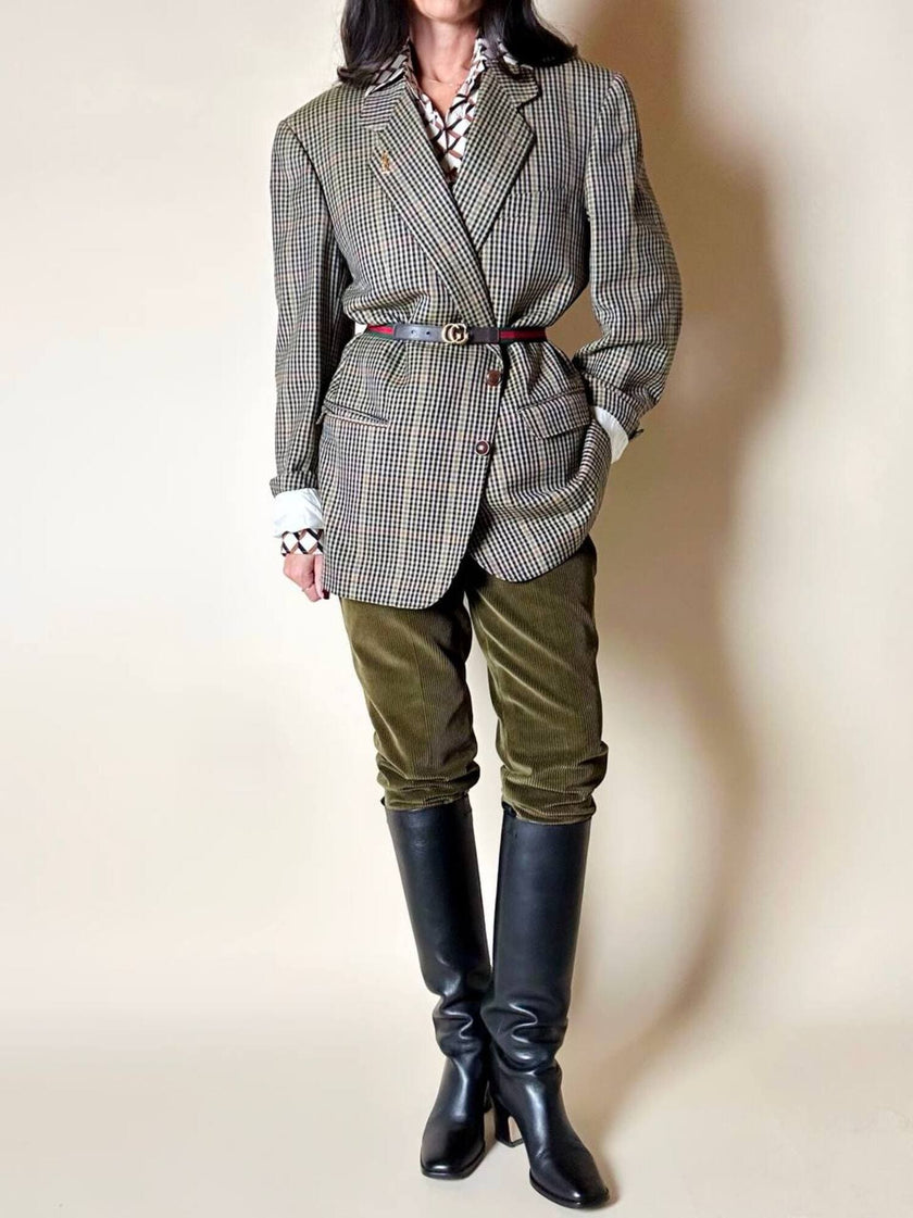 Pantalone a vita alta in corduroy verde oliva Rizzi Sport