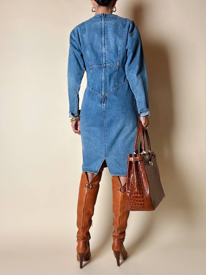 Maxi borsa in pelle stampa coccodrillo color cuoio