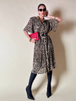 Chemisier vintage leopardato in tessuto micro plissé Henriette