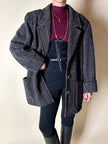Manteau-blazer Yves Saint Laurent en tweed avec boutons bijoux logotés