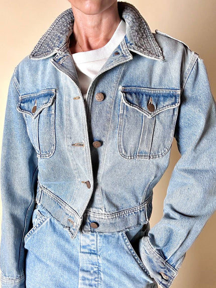 Giacca cropped Katharine Hamnett London in Denim chiaro slavato
