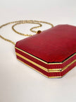 Borsa vintage Sgargi forma ottagonale in lizard rossa con tracolla in catena
