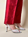 Sandali in pelle bianca con tacco a spillo “Yves Saint Laurent”