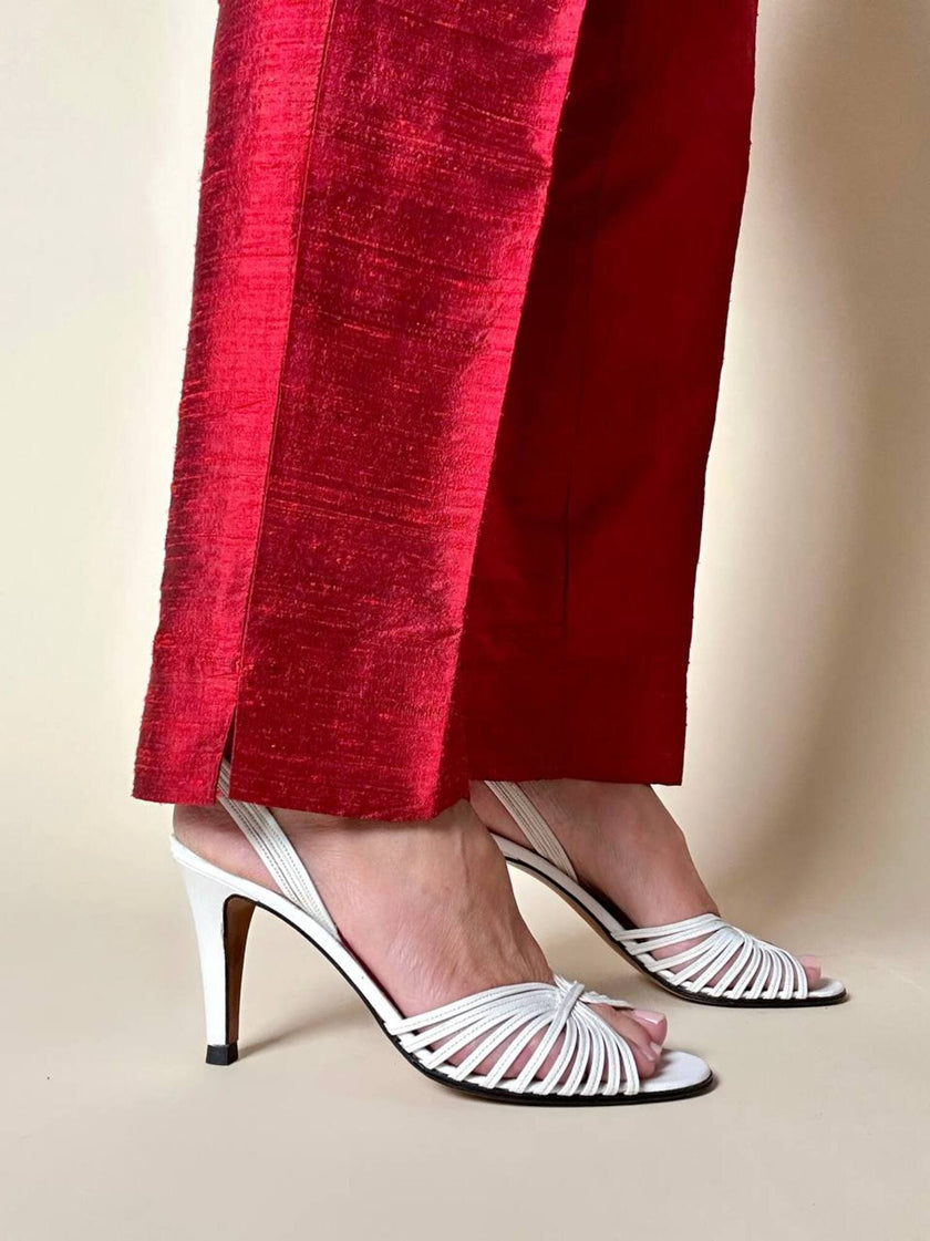 Sandali in pelle bianca con tacco a spillo “Yves Saint Laurent”