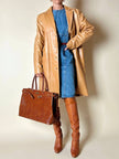 Maxi borsa in pelle stampa coccodrillo color cuoio