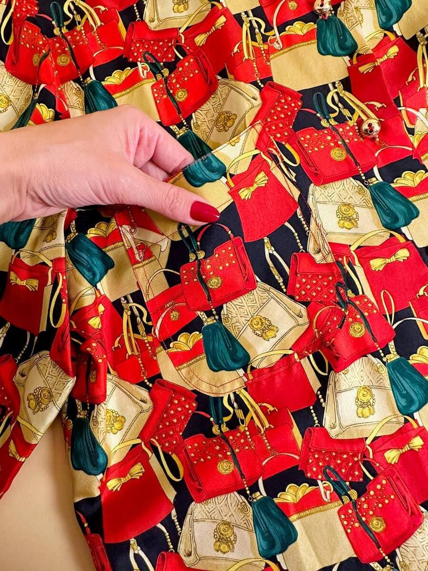 Camicia sartoriale in drill di seta fantasia mini bag